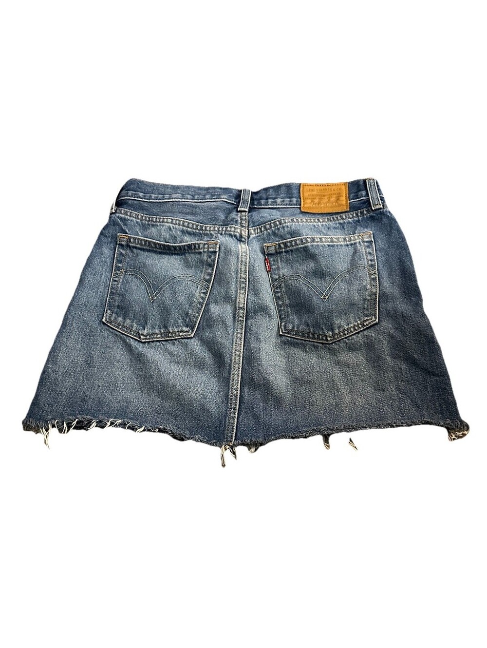 Levi’s Premium Deconstructed Denim Button Fly Skirt Raw Hem Women’s SZ 28